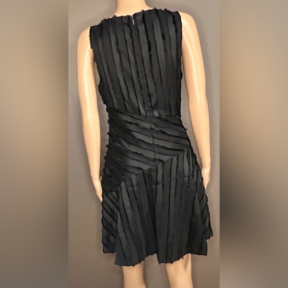 REBECCA TAYLOR Eyelash Stripe Short Black Dress Size 2 - Picture 6 of 9